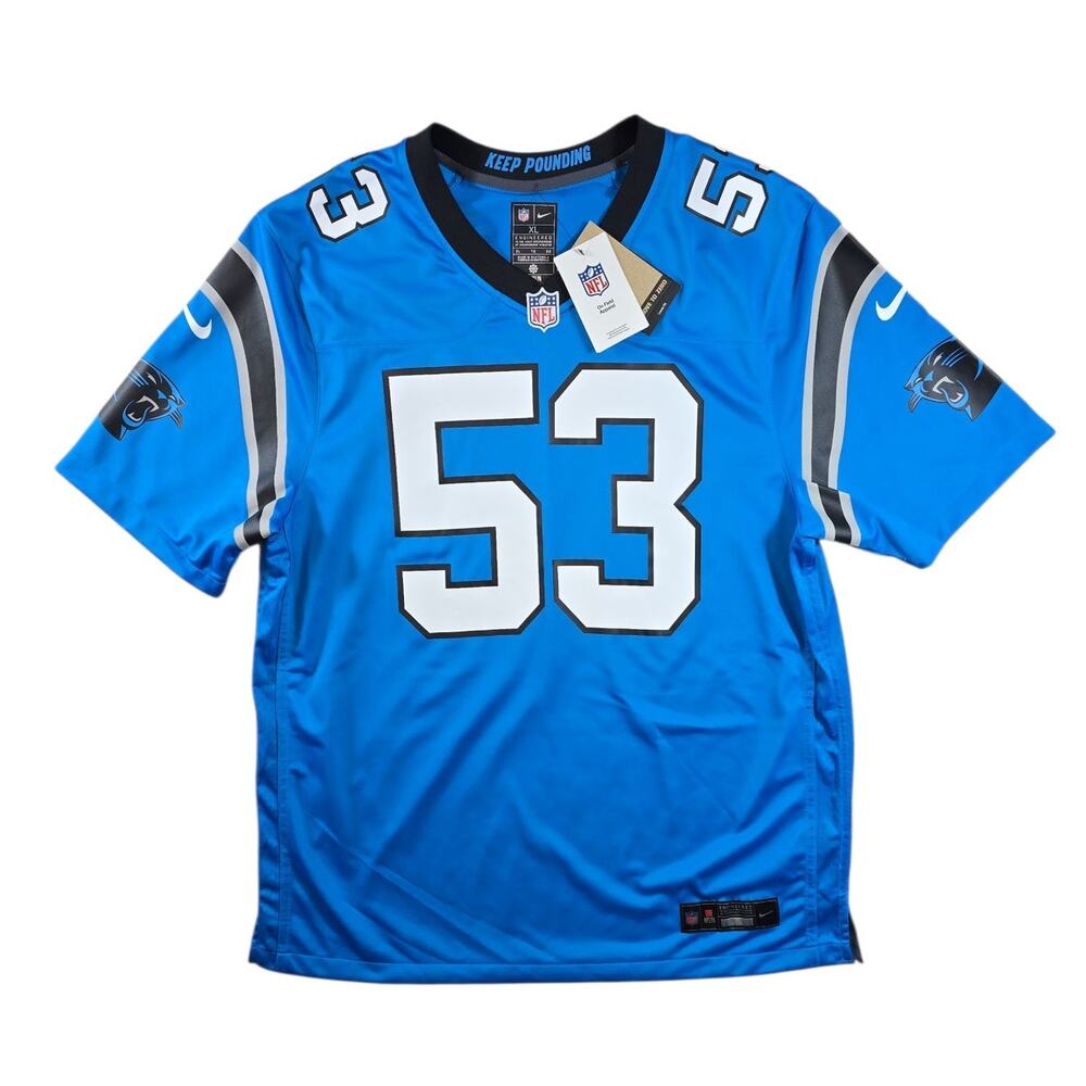 Carolina Panthers Brian Burns #53 Nike Game Jersey Mens XL Blue On Field NWT